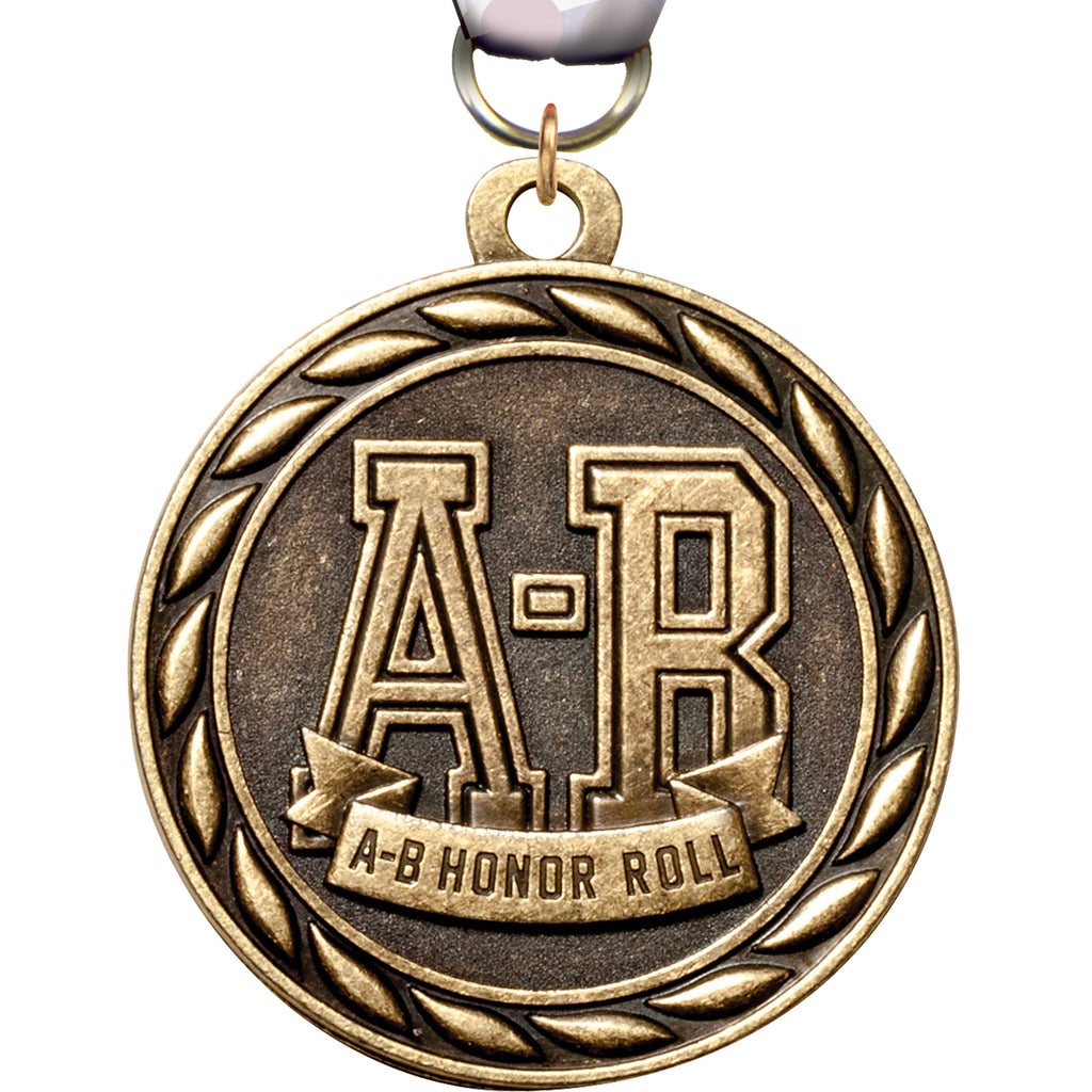 2" A-B Honor Roll Scholastic Medal- Gold [MM3KN2-ABHNRL]