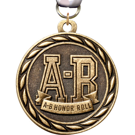 2" A-B Honor Roll Scholastic Medal- Gold [MM3KN2-ABHNRL]