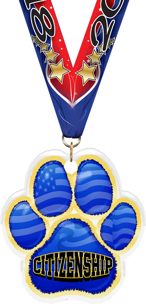 Citizenship Paw Acrylic Medal- 2.75 inch [MACR2-PAW-CZ-Q]
