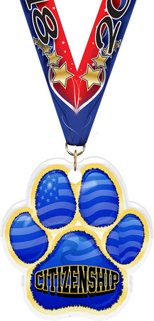 Citizenship Paw Acrylic Medal- 2.75 inch [MACR2-PAW-CZ-Q]