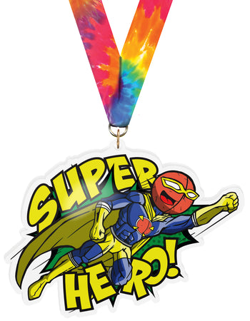 Exclusive Lacrosse Male Super Hero 5-Inch Colorix-M Acrylic Medal [MACR5-SH-LAXM-Q]