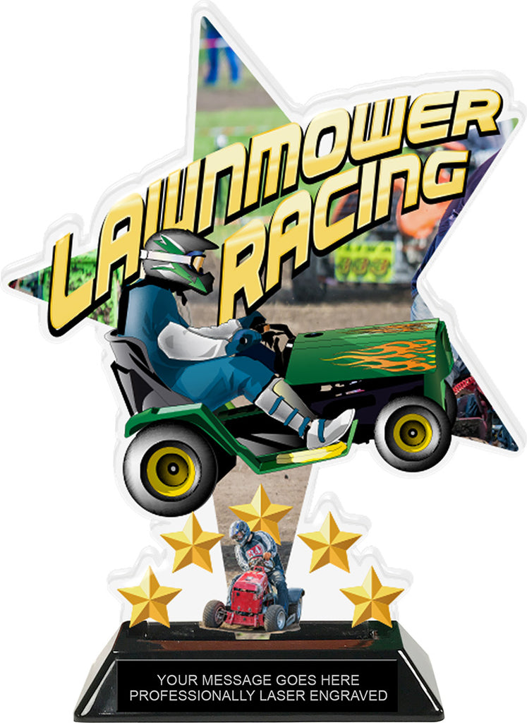 Lawnmower Racing Shattered Star Colorix Acrylic Trophy- 8.5 inch [TACR85-STR-LWNRC-Q]