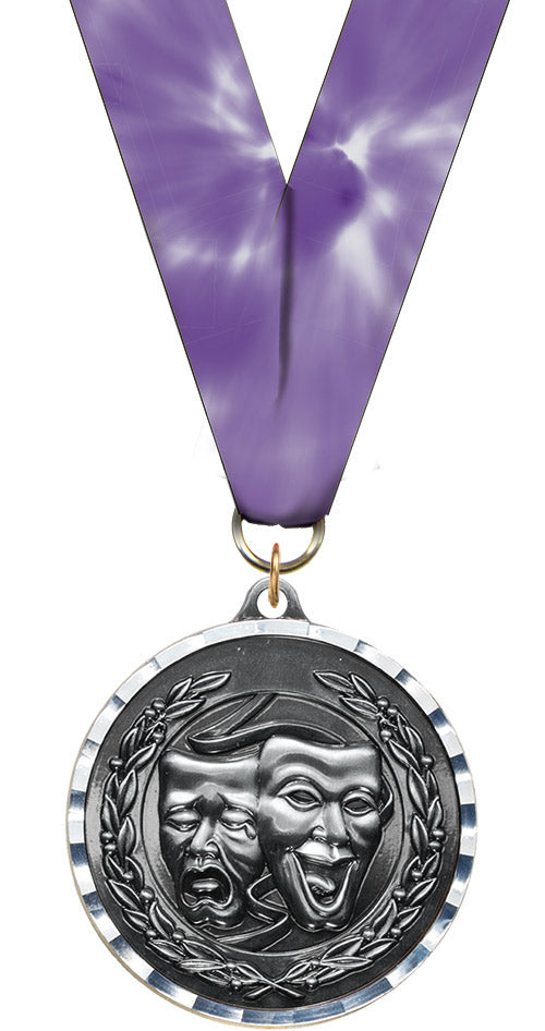 Drama Diecast Medal with Diamond Cut Border- Silver [MM2DC-DR-S]