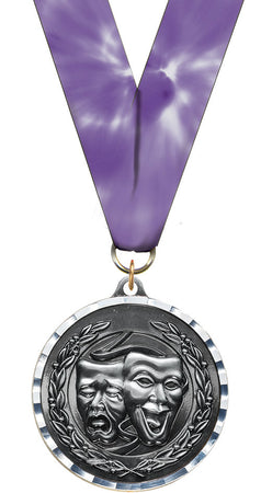Drama Diecast Medal with Diamond Cut Border- Silver [MM2DC-DR-S]