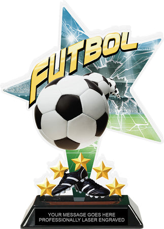 Futbol Shattered Star Colorix Acrylic Trophy- 8.5 inch [TACR85-STR-FUTBL-Q]