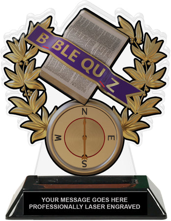 Bible Quiz Compass Colorix-T Acrylic Trophy- 6.25 inch [TACR6-RL-BBL2-Q]