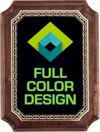 Custom High Gloss Genuine Walnut Notched Corner Plaque - 11"x15" [TD3963-FC]