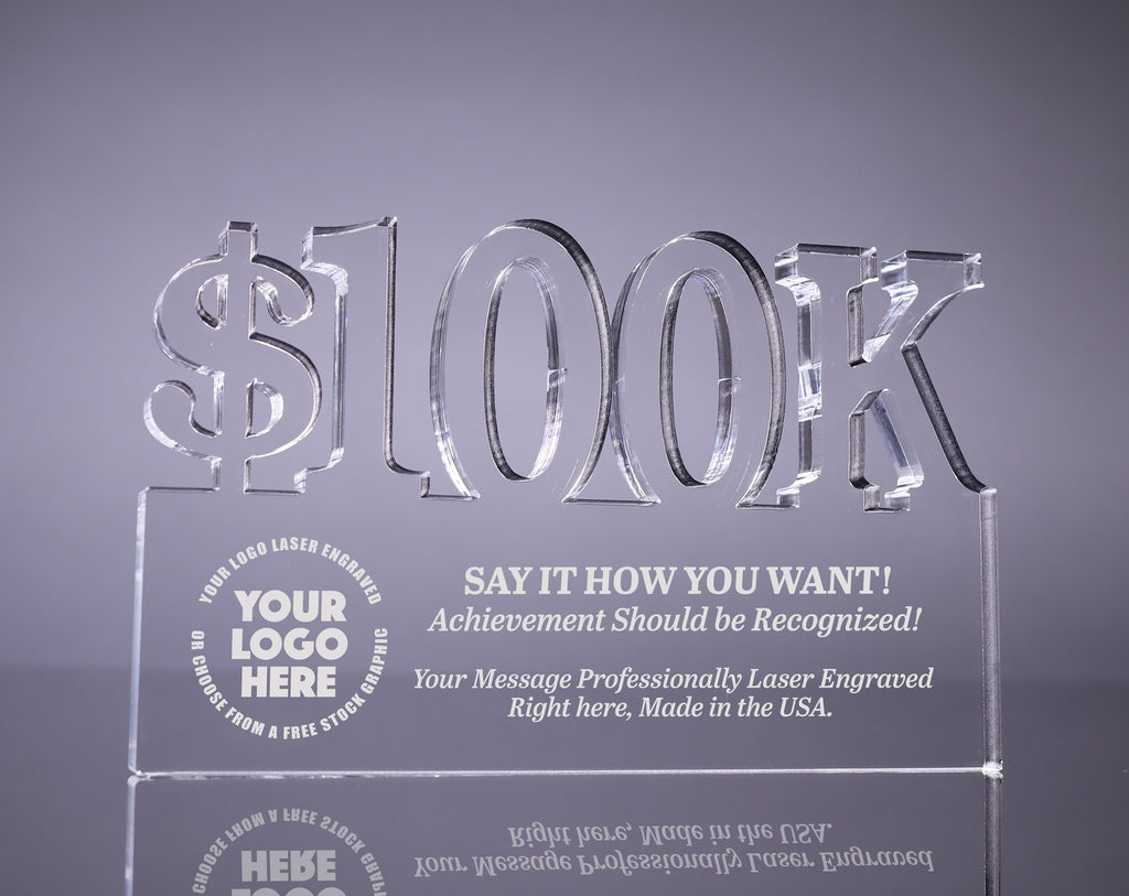 100K Acrylic Award - 6 x 9.75 inch [ATNM-100K-69-Q]