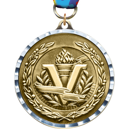 2.75 inch Victory Diecast Medal with Diamond Cut Border [MM275DC-VY]