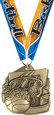 Basketball Sculpted 3D Medal [M25G-BK]