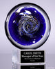 Art Glass Disk Award with Blue and White Accents [AGT2-94-7]