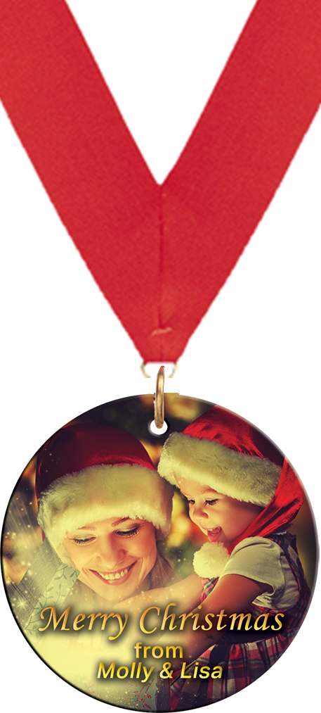 Custom Circle Ceramic Ornament with Neck Ribbon [OXCER-CIR-NCK]