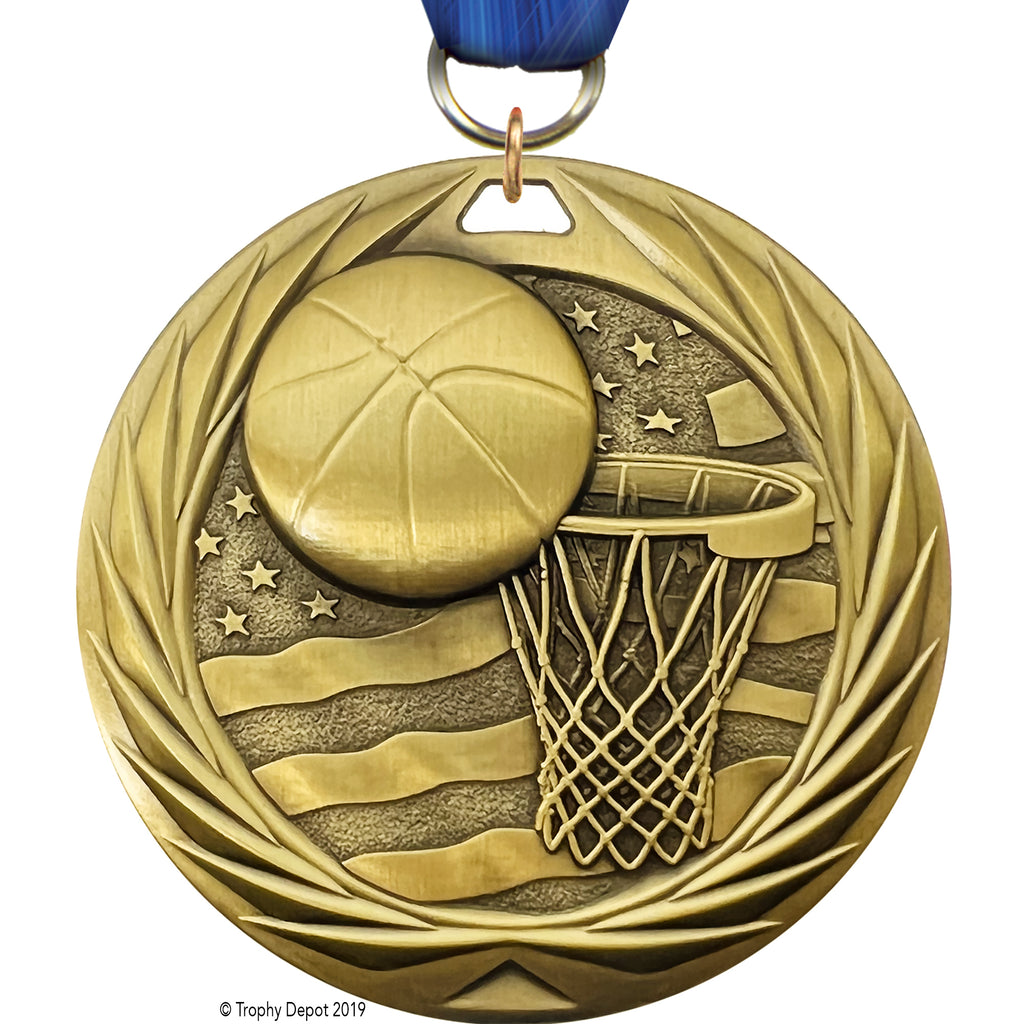 Basketball 1.75 inch Blade 3D Diecast Medal [MBD1-BK]