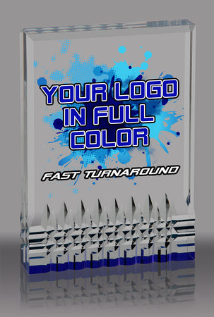 Custom Reflective Base Acrylic Award - Blue 4.25x6 inch [ACRS-4B-FC]