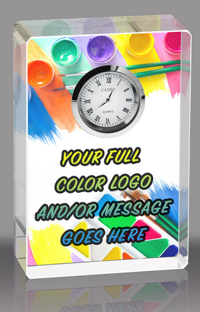 Custom Crystal Block with Clock Award [CLKF148-FC-X]