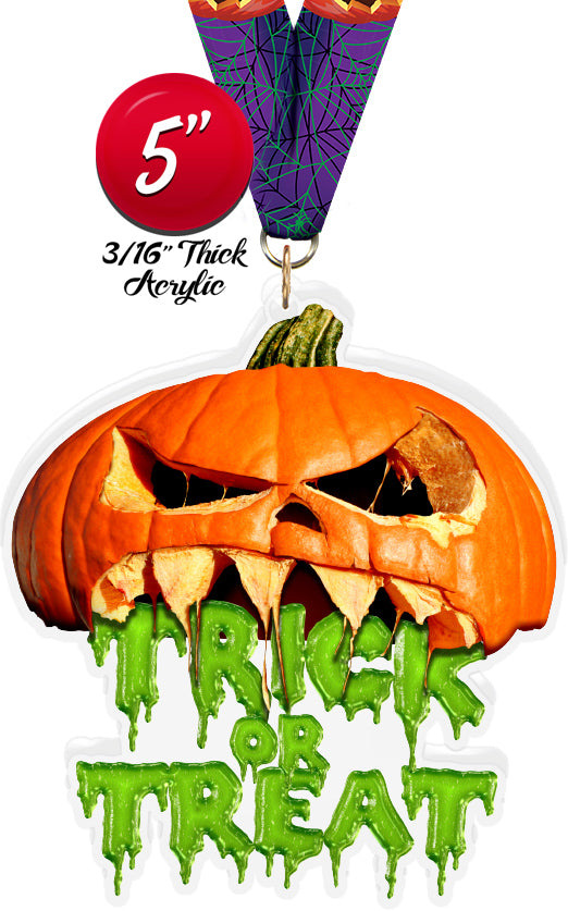 Jack-O-Lantern Trick or Treat Colorix-M Acrylic Medal - 5 inch [MACR5-HLWN-JAKTRT-Q]