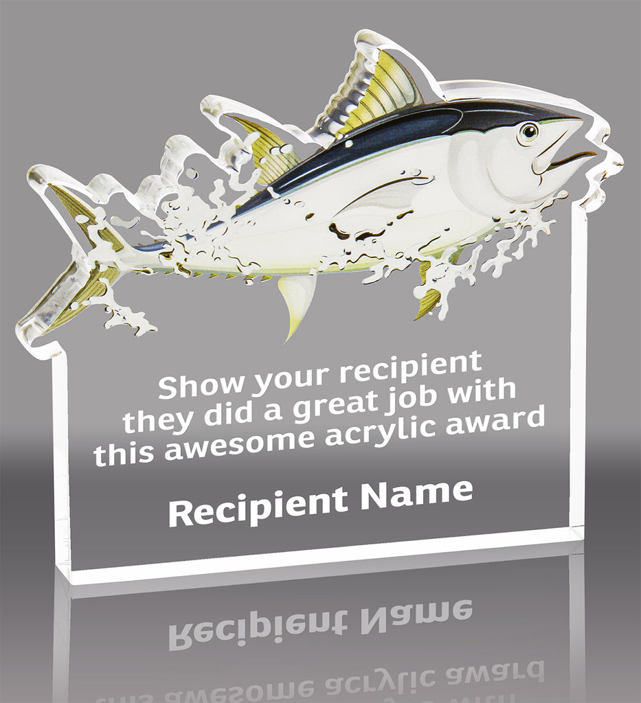 Blue Fin Tuna Fish Acrylic Award- 5 x 4.25 inch [AFSH-TNAB-54-Q]