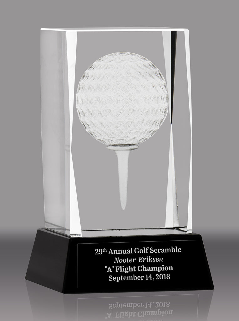 Crystal Optical Ball & Tee Golf Award- 4 inch [CRGSF]