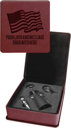 3 Piece Leatherette Wine Tool Set - Rose [WTS37J]