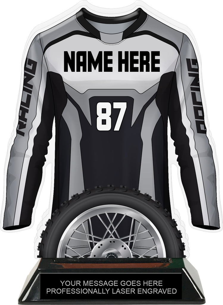 Motocross Jersey Colorix-T Acrylic Trophy - Gray [TACR7-JSY-MOTOX-GRY-Q]