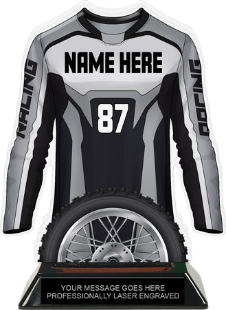 Motocross Jersey Colorix-T Acrylic Trophy - Gray [TACR7-JSY-MOTOX-GRY-Q]