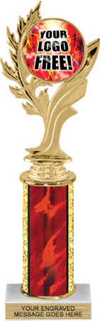 Golden Leaf Custom Insert Trophy w/ Column - 10.5 inch [TXi10-C51]