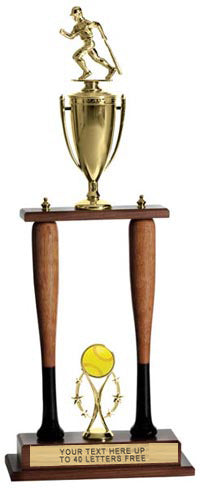 Two Baseball Bat Column Trophy - 27 inch [TBAT27-Bat-12in]