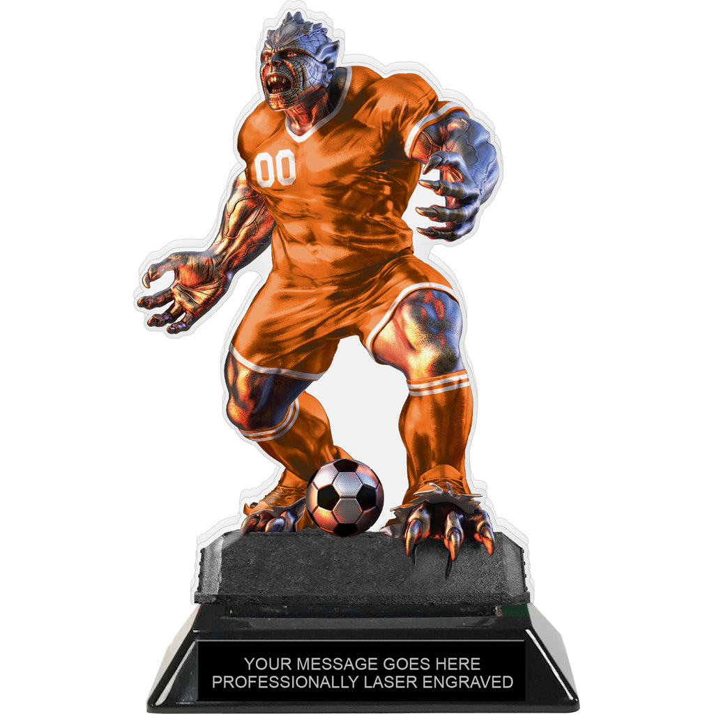 Beast Soccer Choose Your Number Acrylic Trophy - 7 inch Orange [TACR7-BST-SC-ORG-Q]