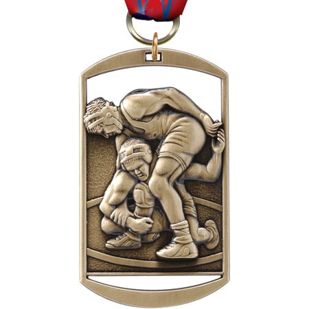 2.75" Wrestling Dog Tag Medal [M275DT-WS]