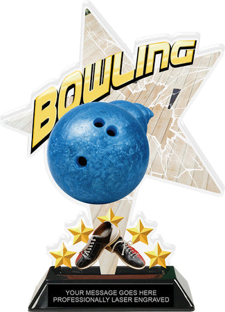 Bowling Shattered Star Colorix Acrylic Trophy- 8.5 inch [TACR85-STR-BW-Q]