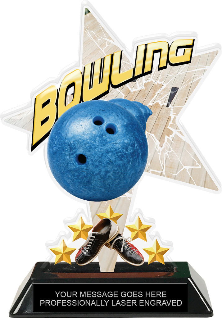 Bowling Shattered Star Colorix Acrylic Trophy- 7 inch [TACR7-STR-BW-Q]