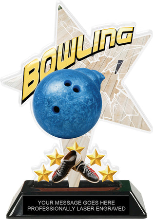 Bowling Shattered Star Colorix Acrylic Trophy- 7 inch [TACR7-STR-BW-Q]