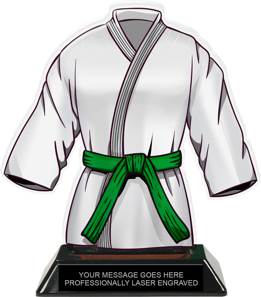 Martial Arts Uniform Colorix-T Acrylic Trophy- Green [TACR7-JSY-MA-GRN-Q]