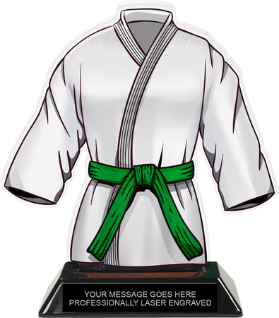 Martial Arts Uniform Colorix-T Acrylic Trophy- Green [TACR7-JSY-MA-GRN-Q]