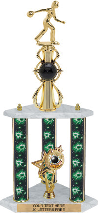 Bowling Sport Color Riser Three-Post Trophy [TCSR3P22-BW] – Trophy Depot