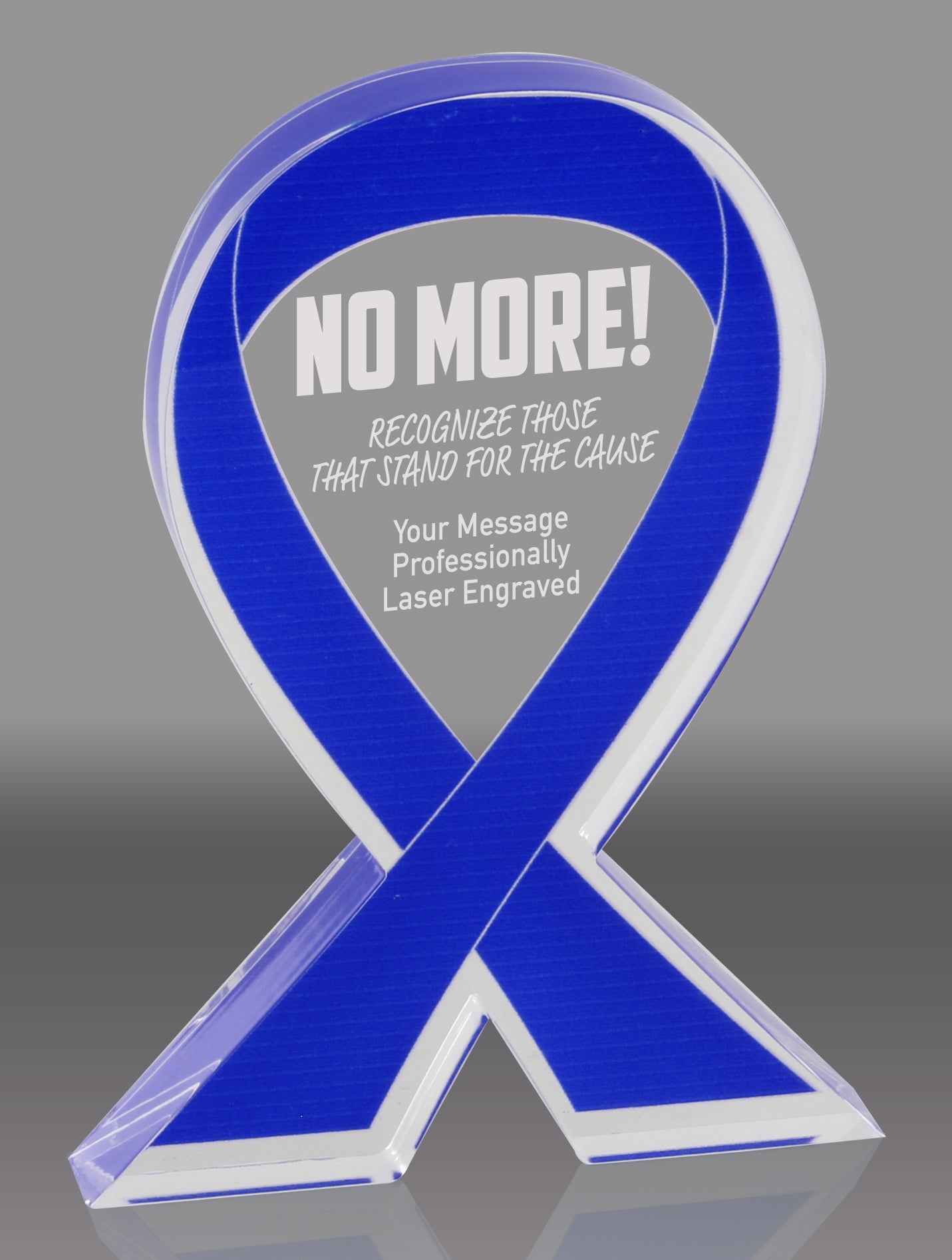 Blue Awareness Ribbon Acrylic Award - 5 inch [ATRIB-BLU-5-Q] – Trophy Depot