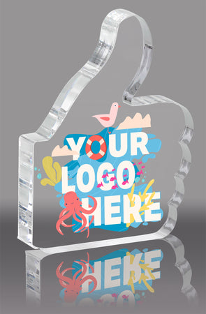 Color Thumbs Up Clear Acrylic Block - 6.25 inch [ATHM-6-FC-Q]