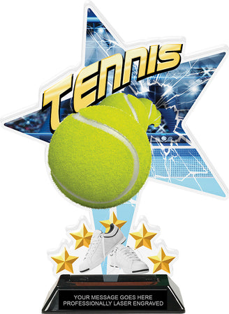 Tennis Shattered Star Colorix Acrylic Trophy- 10 inch [TACR10-STR-TN-Q]