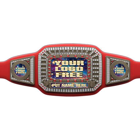 52 inch Custom Champion Award Belt - Red & Silver [CXAB-52-RED-S]