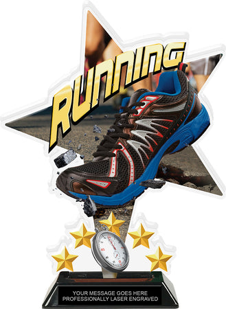 Running Shattered Star Colorix Acrylic Trophy- 10 inch [TACR10-STR-RUN-Q]