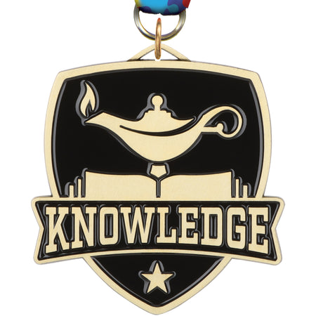 2.5" Lamp of Knowledge Banner Shield Medal [MPSHD2-KN]