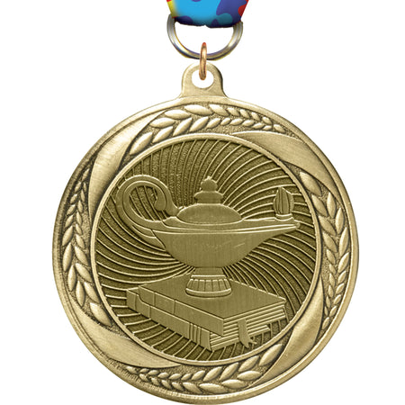 2.25" Lamp of Knowledge Laurel Wreath Medal [MM2S-12]