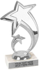 Silver Double Shooting Star figure on Marble Base Trophy [TDS-W-S]