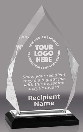 Acrylic Diamond with Reflective Silver Bottom- 8.75 inch [ADIA8-CLR]