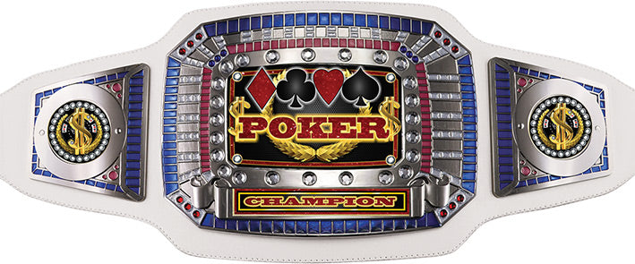 Poker Champion Award Belt- White & Silver [CAB-52-WHT-PK]