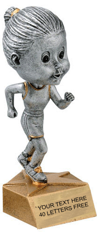Track Bobblehead Jr. Resin Trophy - Female [BHJR-TKF]