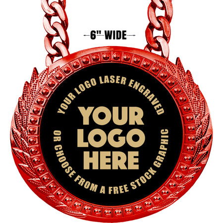 6 inch Champion Chain w/ Black Engraving Plate - Red [CECSP-K-RED]