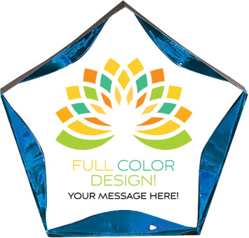 Custom Acrylic Blue and Clear Luminary Star [ALSB5-CLR-BLU-FC]