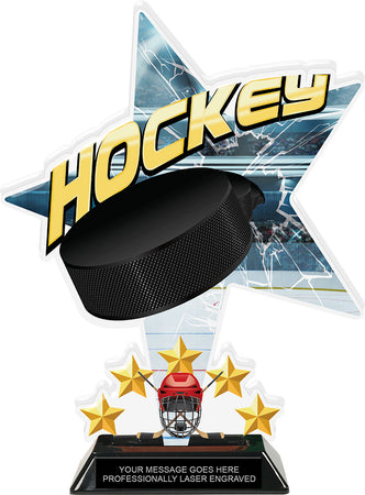 Hockey Shattered Star Colorix Acrylic Trophy- 10 inch [TACR10-STR-HK-Q]