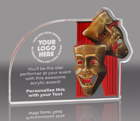 Drama Masks Acrylic Award- 7.5 x 5.5 inch [ADRM-75-Q]